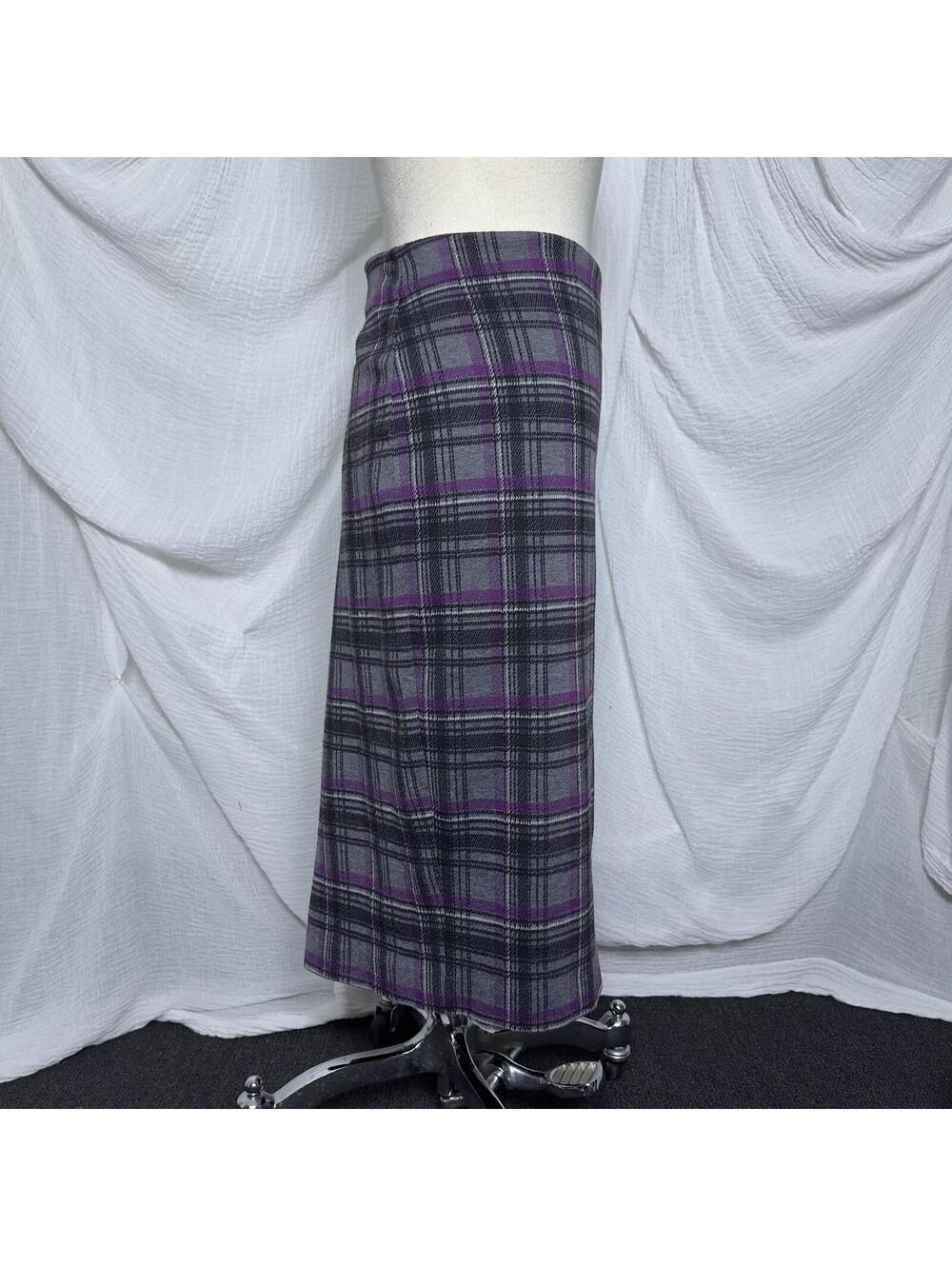Worthington Woman Purple Gray Plaid Pencil Skirt Size 18W - Picture 3 of 5